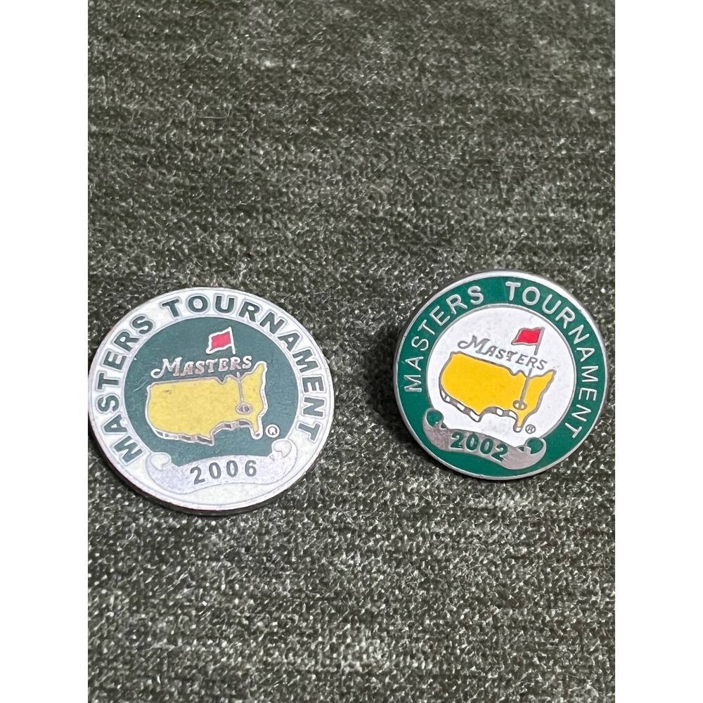 Official 2002 /2006 Masters Augusta Enamel Golf MarkersTiger Woods/ Michelson